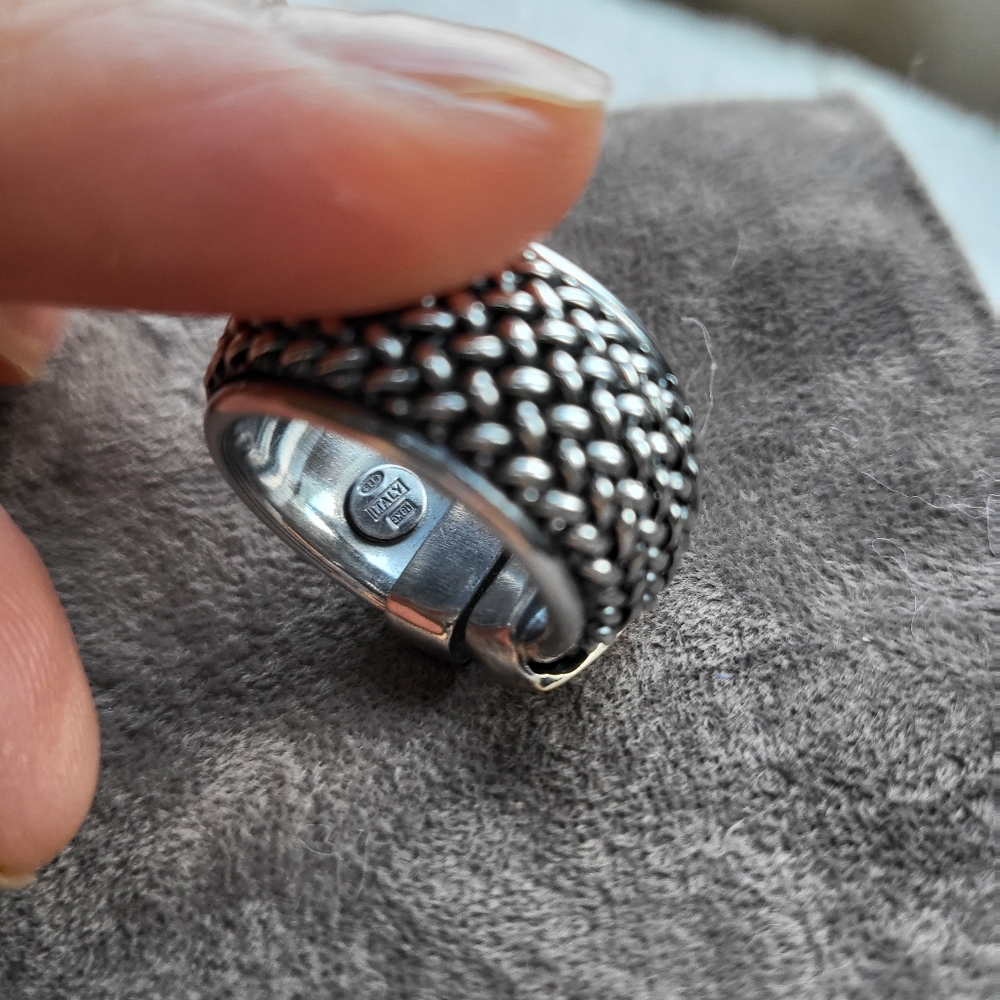 Vintage Statement Mesh/Solid Sterling Silver & 18… - image 4